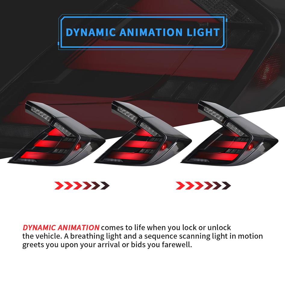 HONDA CIVIC HATCH SEQUENTIAL MUGEN STYLE LED TAIL LIGHTS (2017-2021)