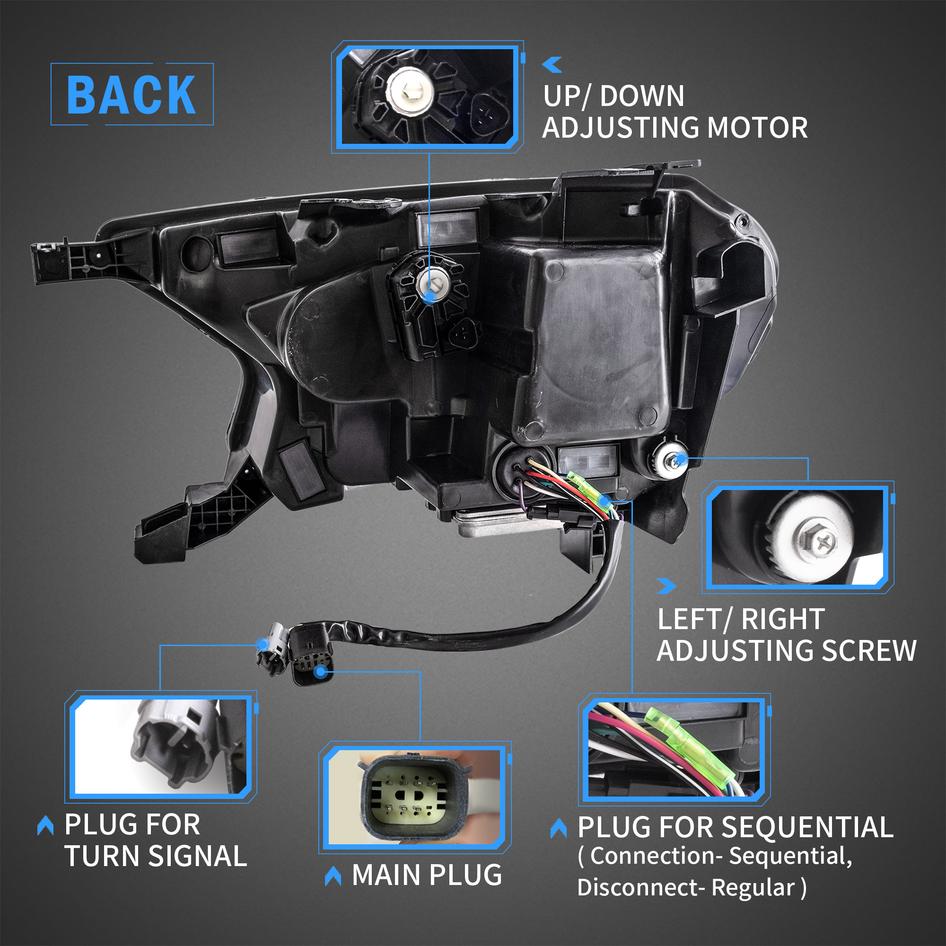 2015-2021 FORD RANGER SEQUENTIAL TRI LED HEADLIGHTS
