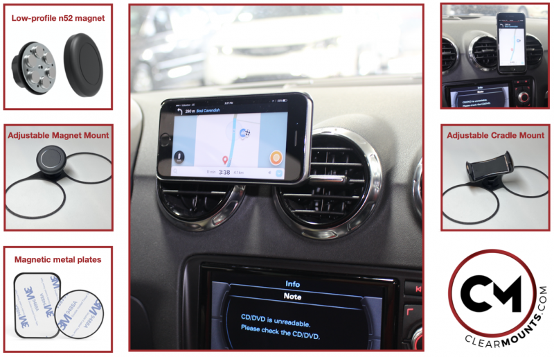 Clearmounts Swivel Magnetic & Cradle Holder Audi TT (MK2)