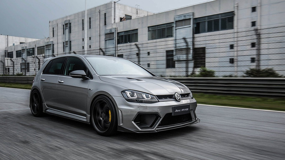 ASPEC-style full body kit fitted to a VW Golf MK7 GTI/R in unpainted FRP