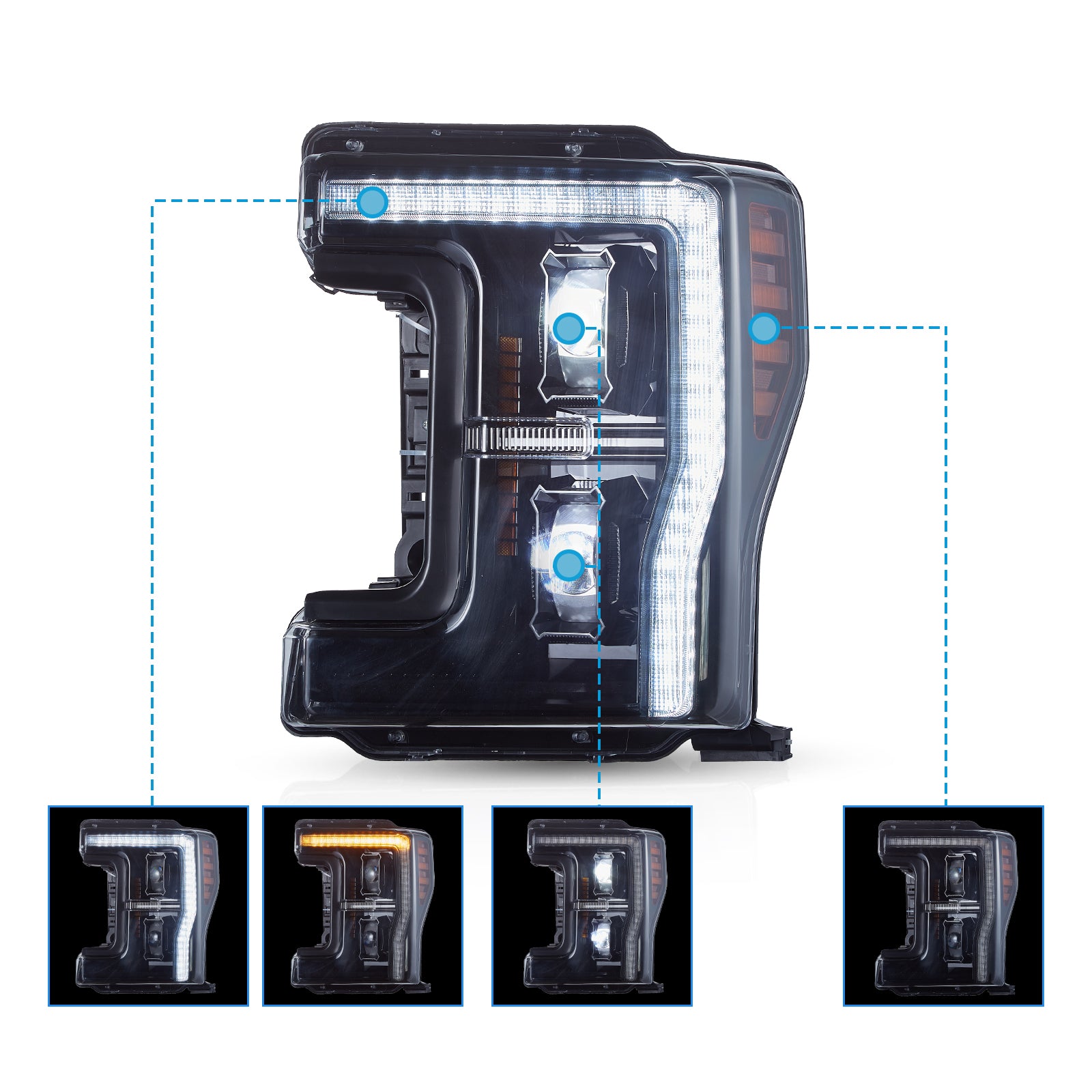 LED Headlights for Ford F250 F350 F450 F550 2017–2019