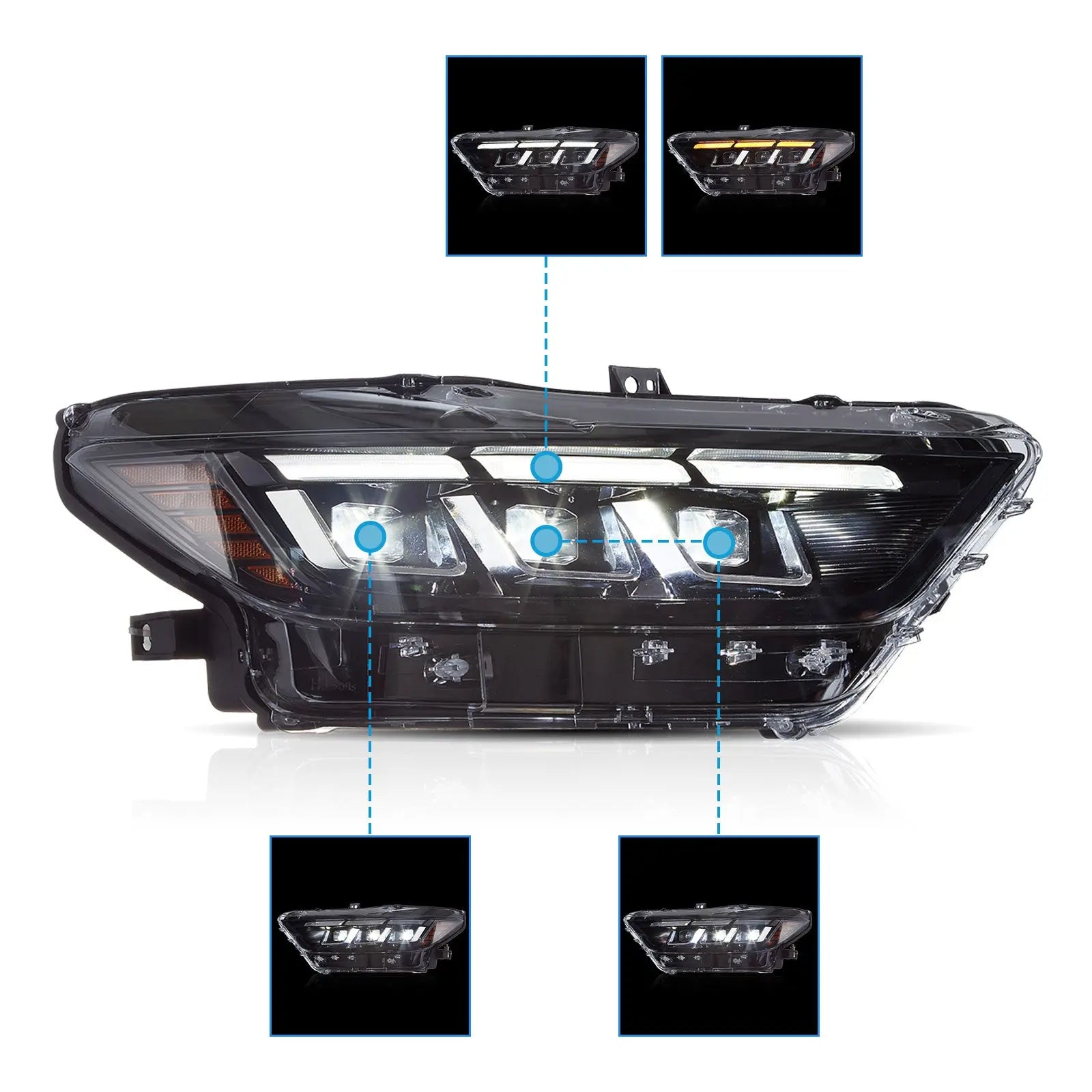 Headlights for 2015 2016 2017 Ford Mustang (S550)