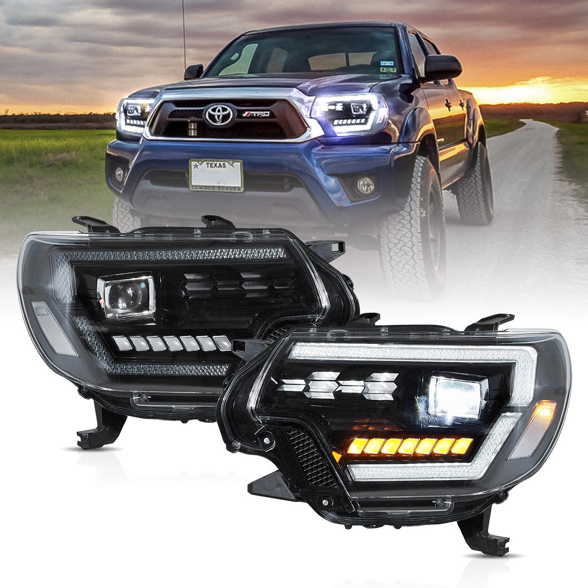 LED Headlights for Toyota Tacoma with Start-up Animation 2012–2015