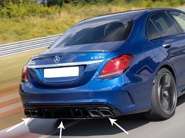 C63 Style Rear Diffuser to suit Mercedes Benz C Class W205 and C43 (With Exhaust Tips)