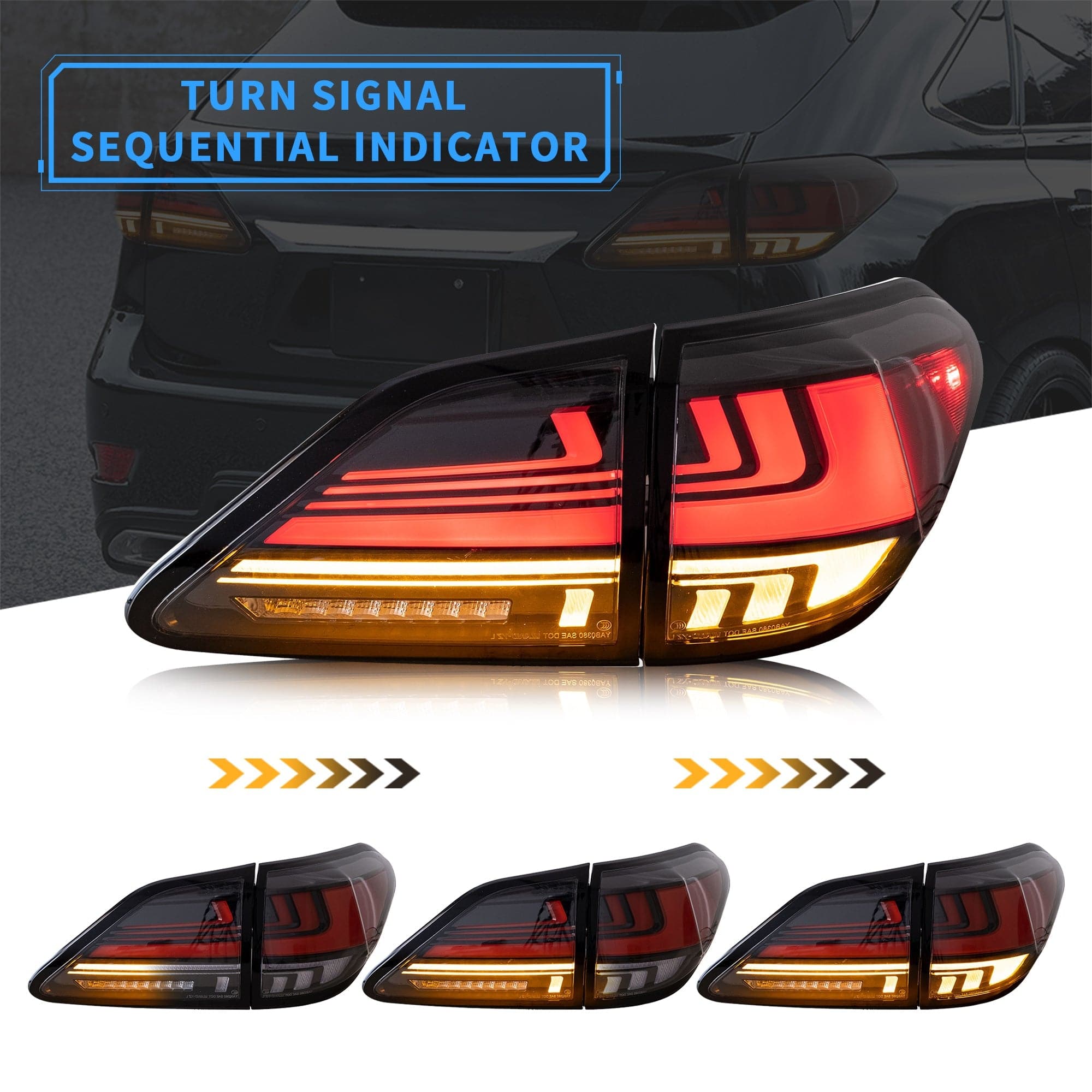 2009-2014 LEXUS RX270 RX330 RX350 RX450H LED DYNAMIC TAIL LIGHTS - iilumo