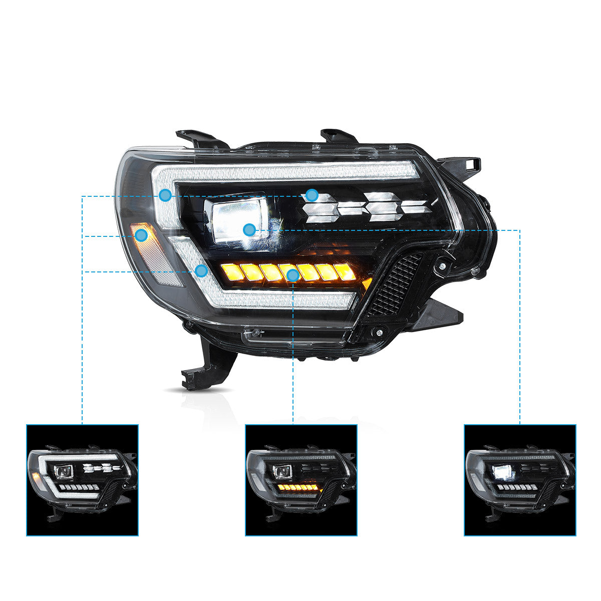 LED Headlights for Toyota Tacoma with Start-up Animation 2012–2015