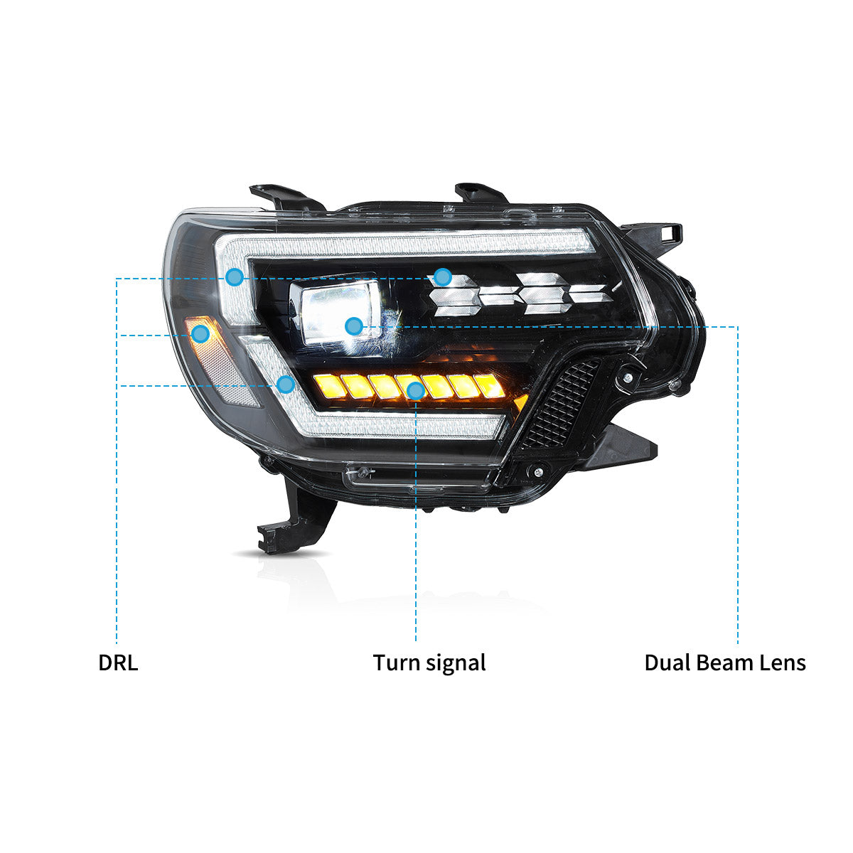 LED Headlights for Toyota Tacoma with Start-up Animation 2012–2015