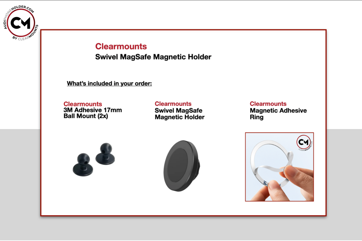 Clearmounts Adhesive MagSafe Magnetic Phone Holder for Audi A3/S3/RS3 8Y - Dubhaus Australia
