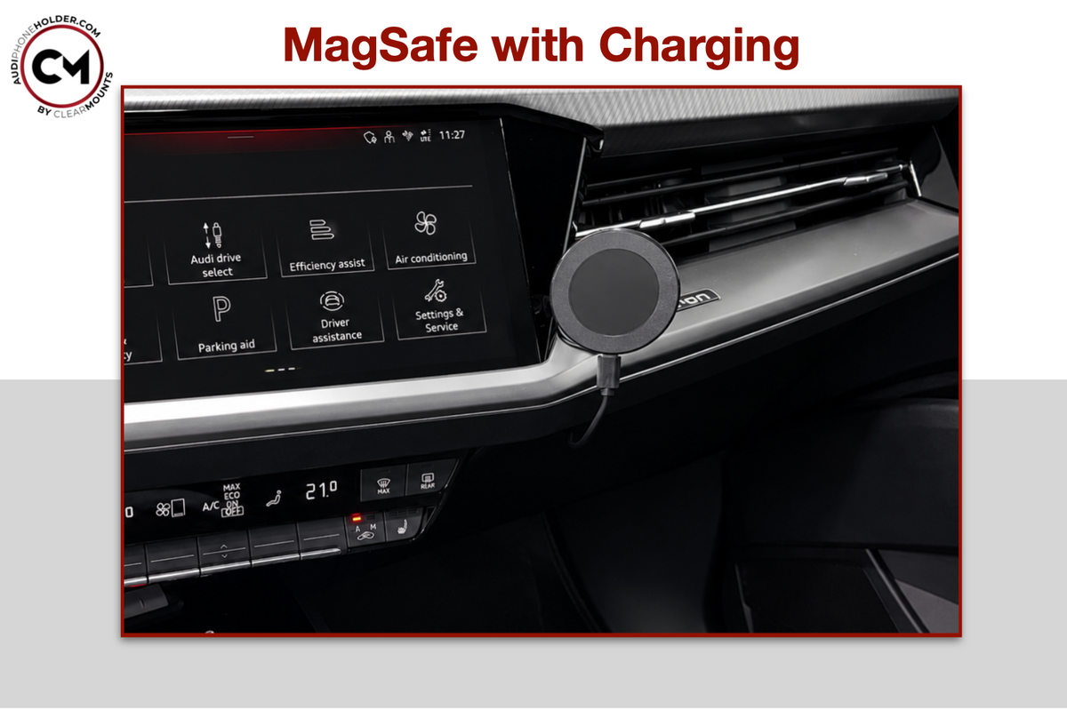 Clearmounts Adhesive MagSafe Wireless Charging Phone Holder for Audi A3/S3/RS3 8Y - Dubhaus Australia