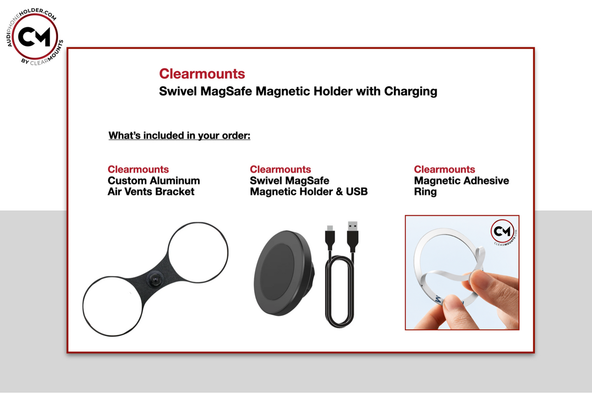 Clearmounts MagSafe Wireless Charging Phone Holder for Audi A3/S3 8P - Dubhaus Australia