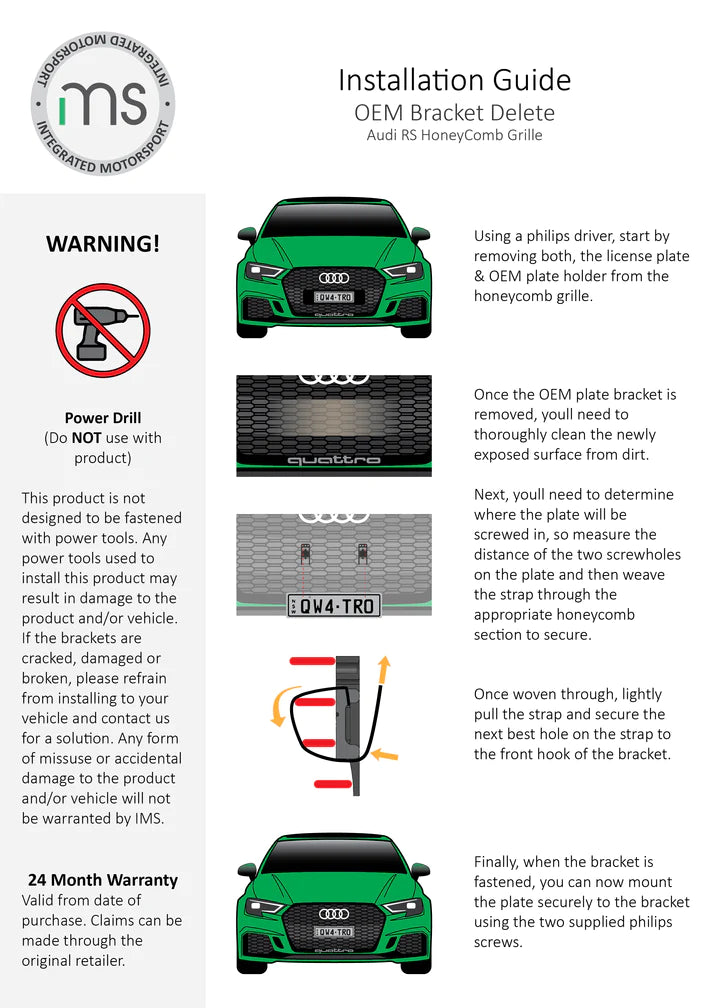 Plate Relocation Kit - Audi RS Grille