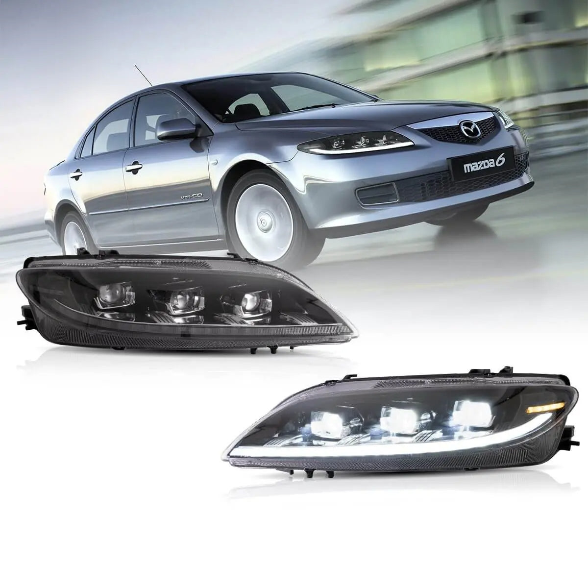 Headlights with Sequential Turn For Mazda 6 2003-2008
