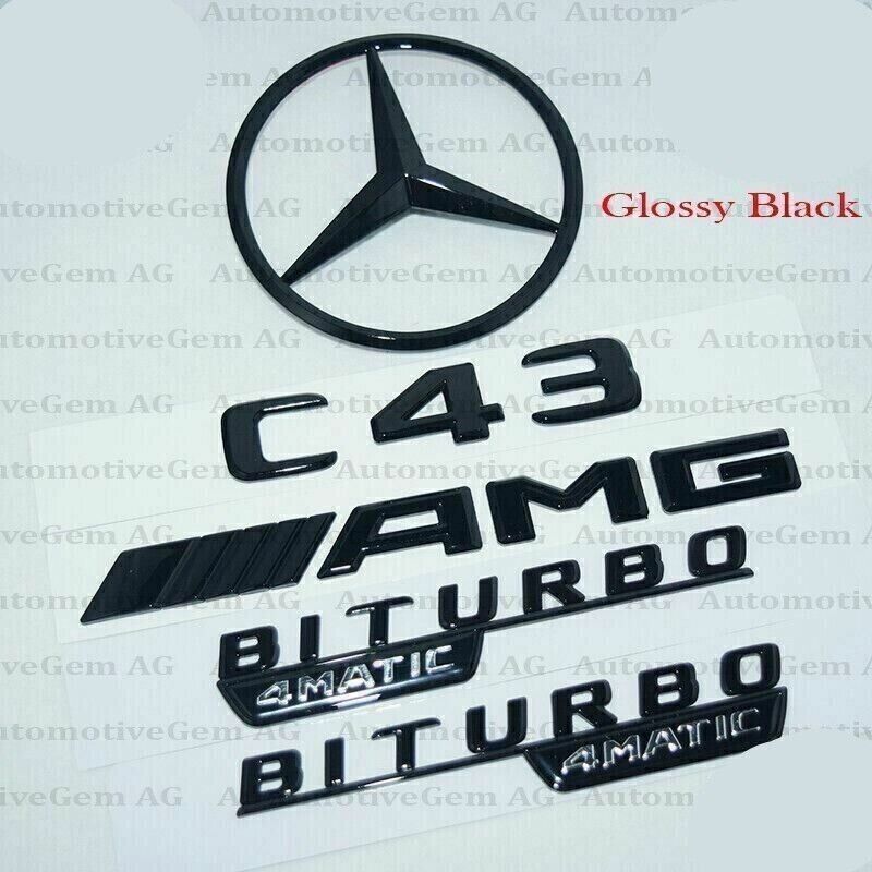 Mercedes C Class C43 Gloss Black Badges