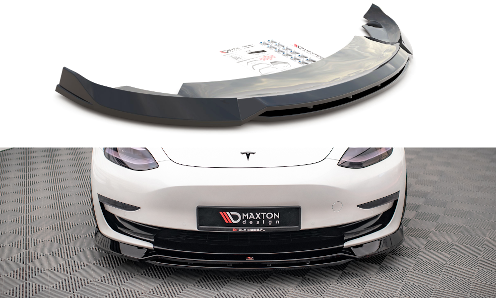 Maxton Design Front Splitter V3 Tesla Model 3 Front Lip
