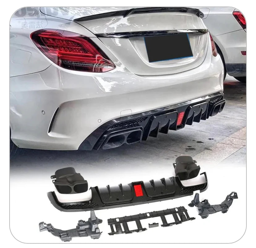 Brabus Style Rear Diffuser to suit Mercedes Benz C Class W205 / C43 / C63S (With Exhaust Tips)