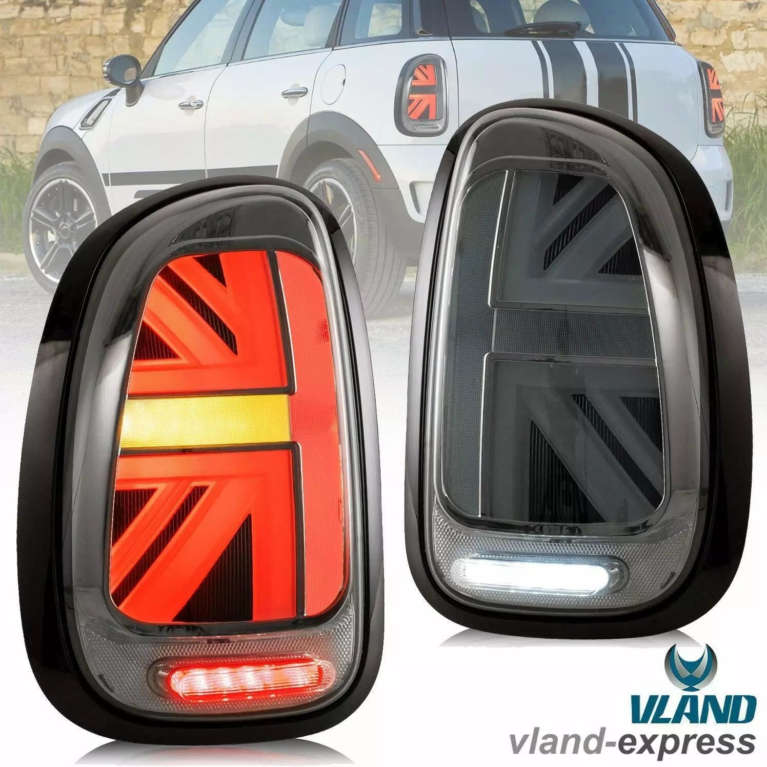 Smoked Tail Lights For 2010-2016 Mini Cooper Countryman R60 Black casing