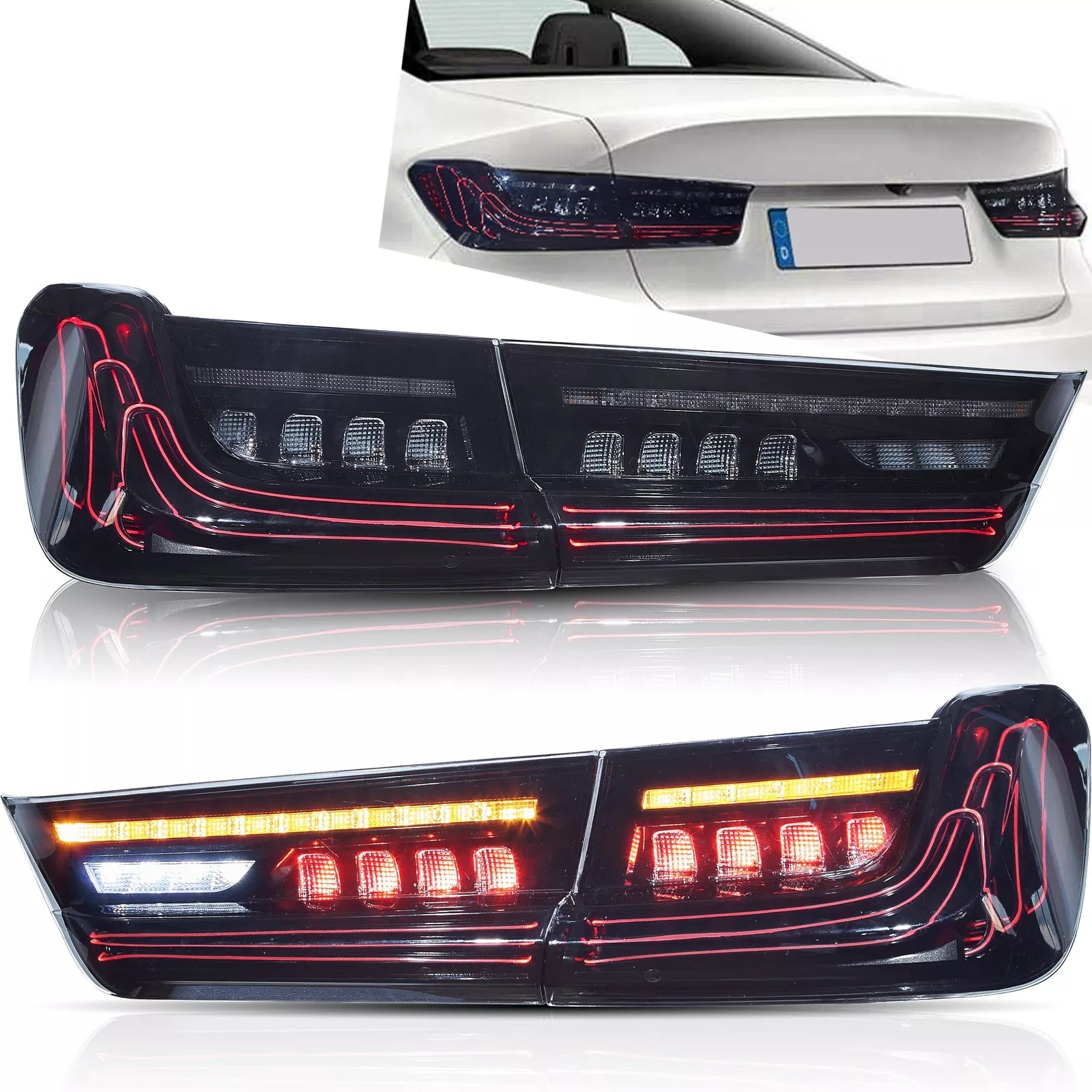 Smoked Laser Tail Lights Fit BMW 3 Series G20 M3 2019-2022