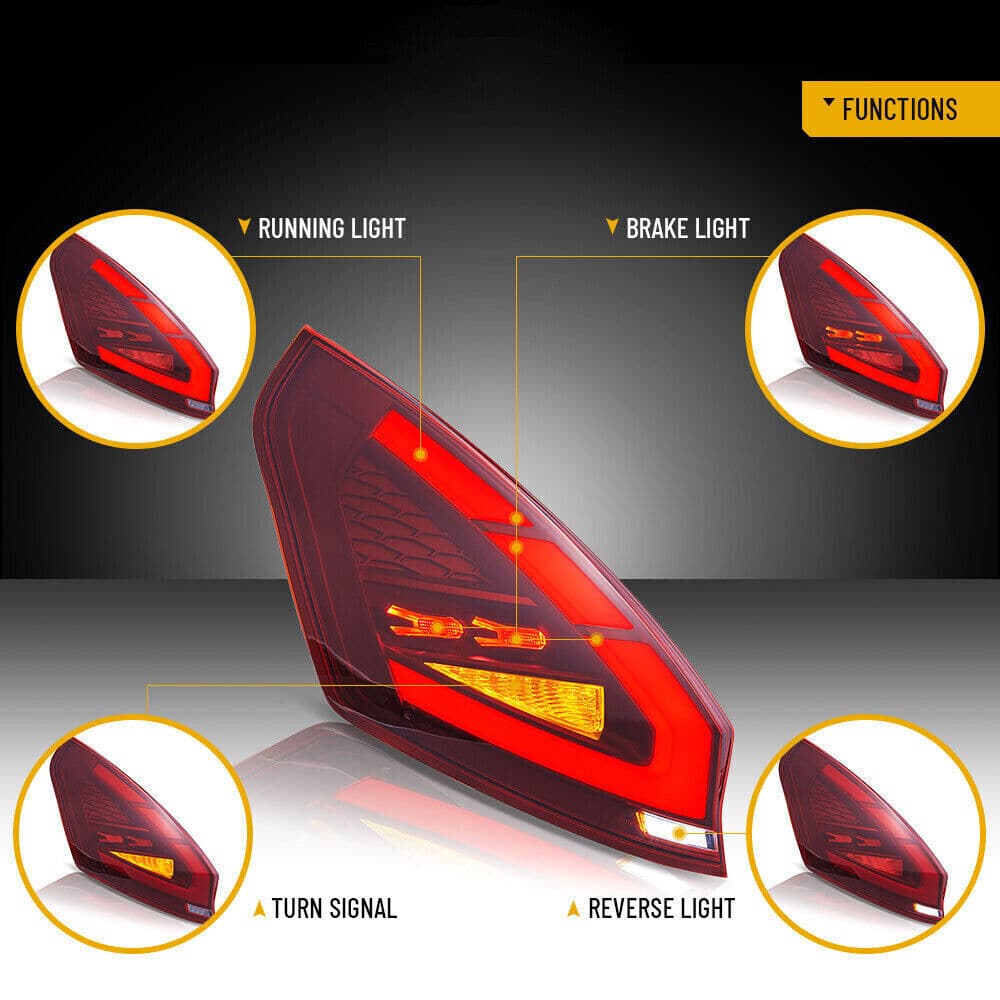 2009-2017 FORD FIESTA HATCHBACK WS WT WZ LED SEQUENTIAL TAIL LIGHTS - iilumo