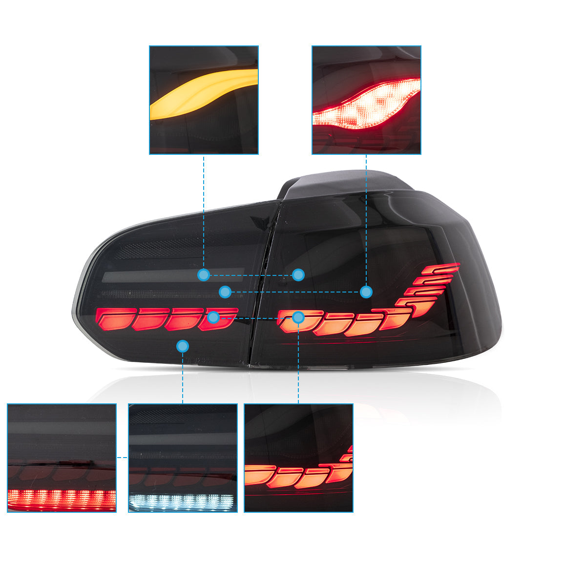 LED Tail Lights for Volkswagen Golf 6 MK6 2009–2014 (GTS Style)