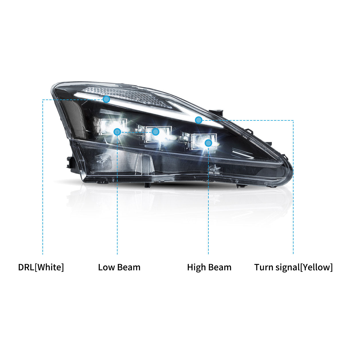 Full LED Headlights for Lexus IS250, IS350, ISF 2006–2013