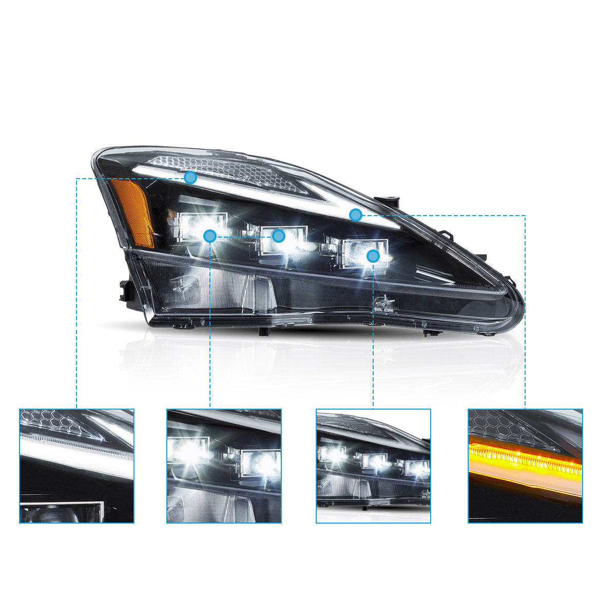 Full LED Headlights for Lexus IS250, IS350, ISF 2006–2013