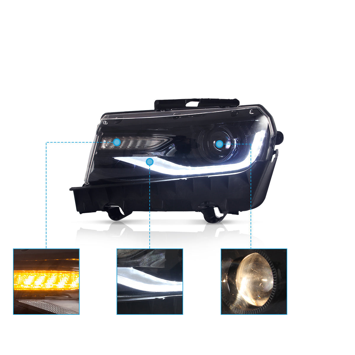 RGB style LED Headlights for Chevrolet Camaro 2014 2015
