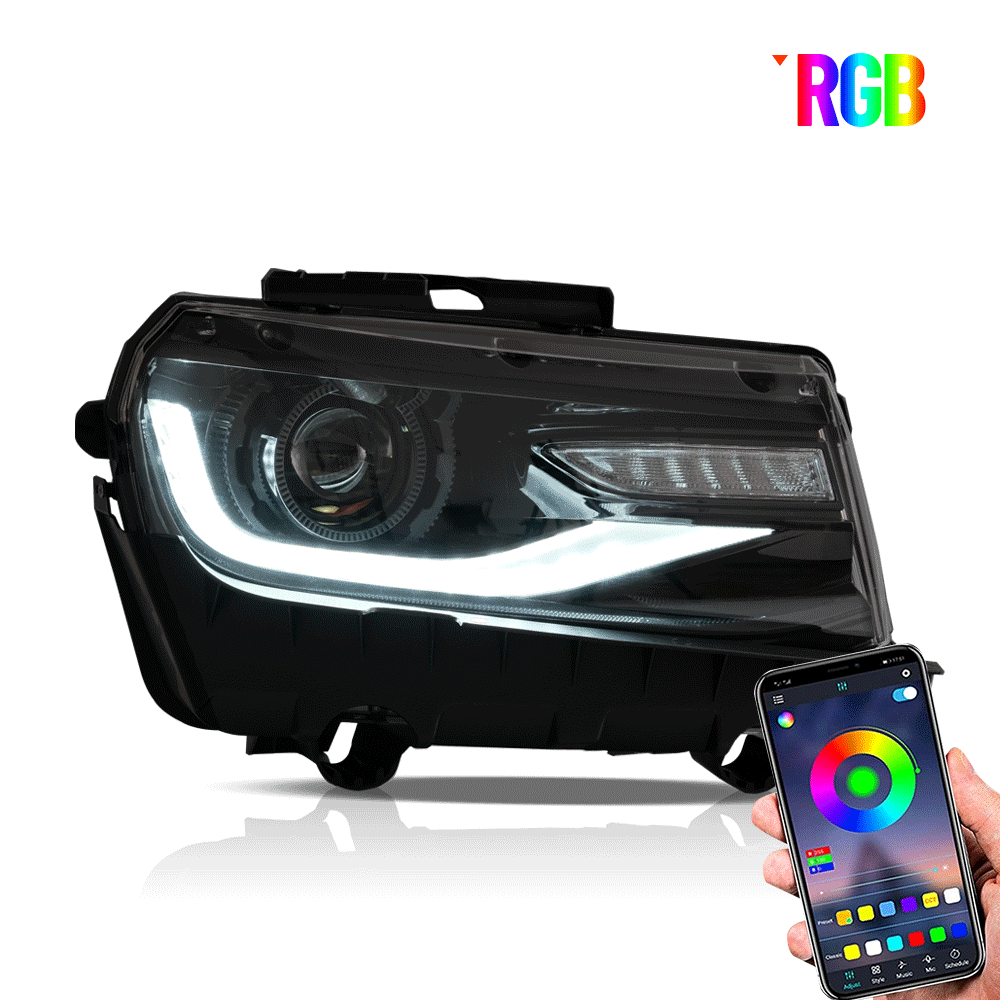 RGB style LED Headlights for Chevrolet Camaro 2014 2015