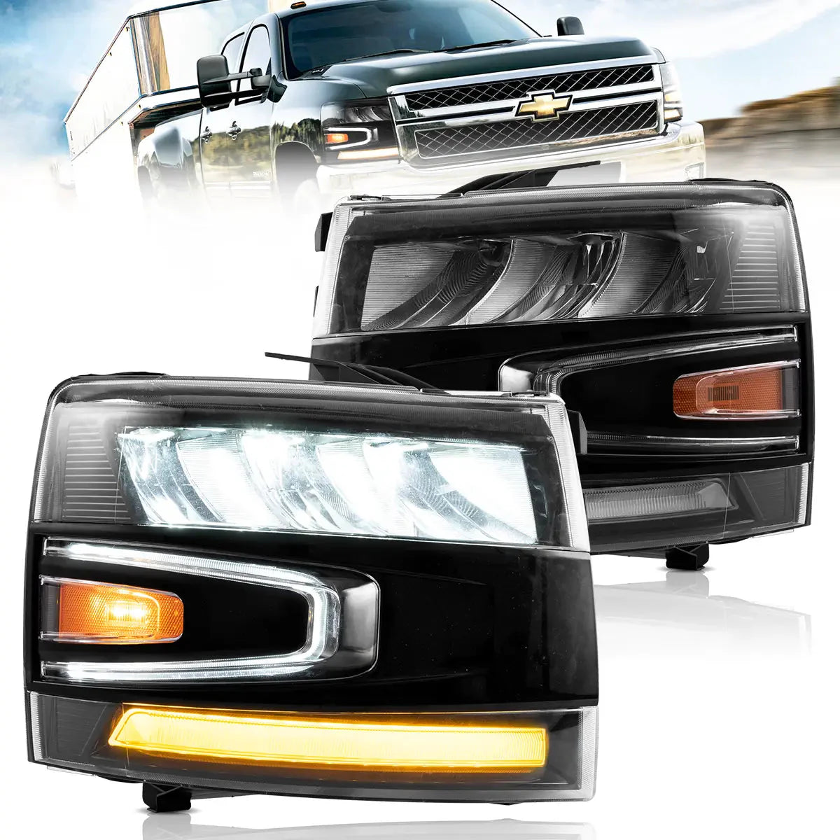 LED Headlights 2007–2013 Chevrolet Silverado 1500 2500HD 3500HD