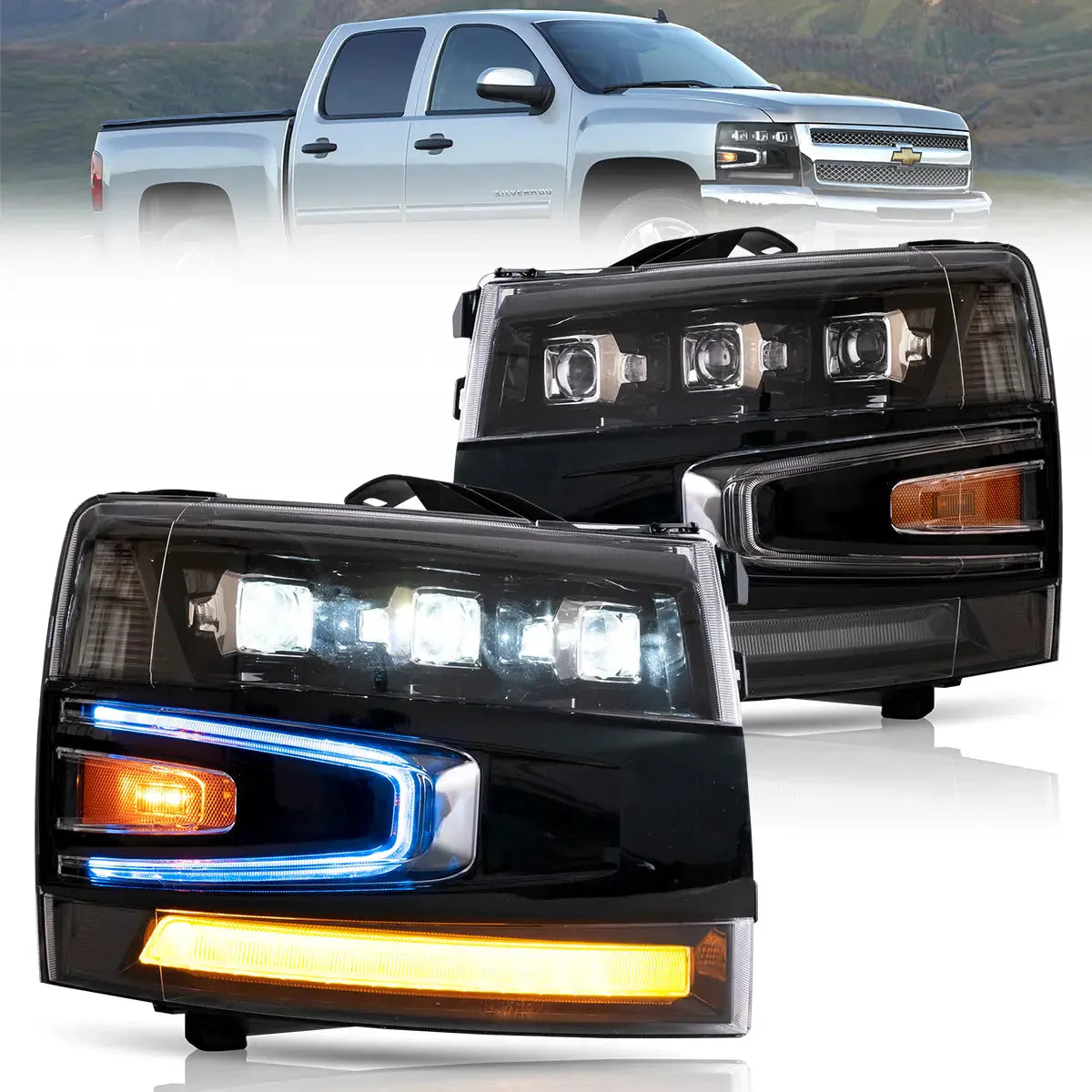 LED Headlights for Chevrolet Silverado 1500 2500HD 3500HD 2007–2013