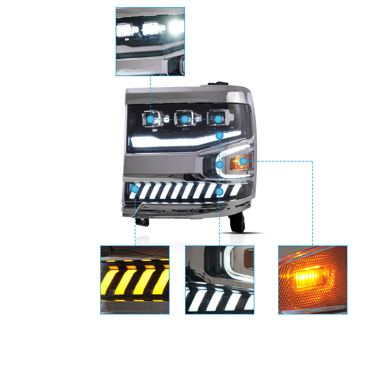 LED Headlights for Chevrolet Silverado 1500 2016–2018