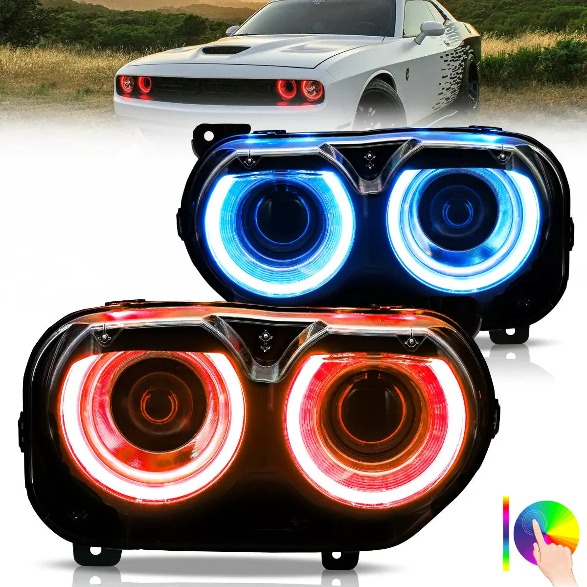 RGB DRL LED Headlights for Dodge Challenger 2015–2024