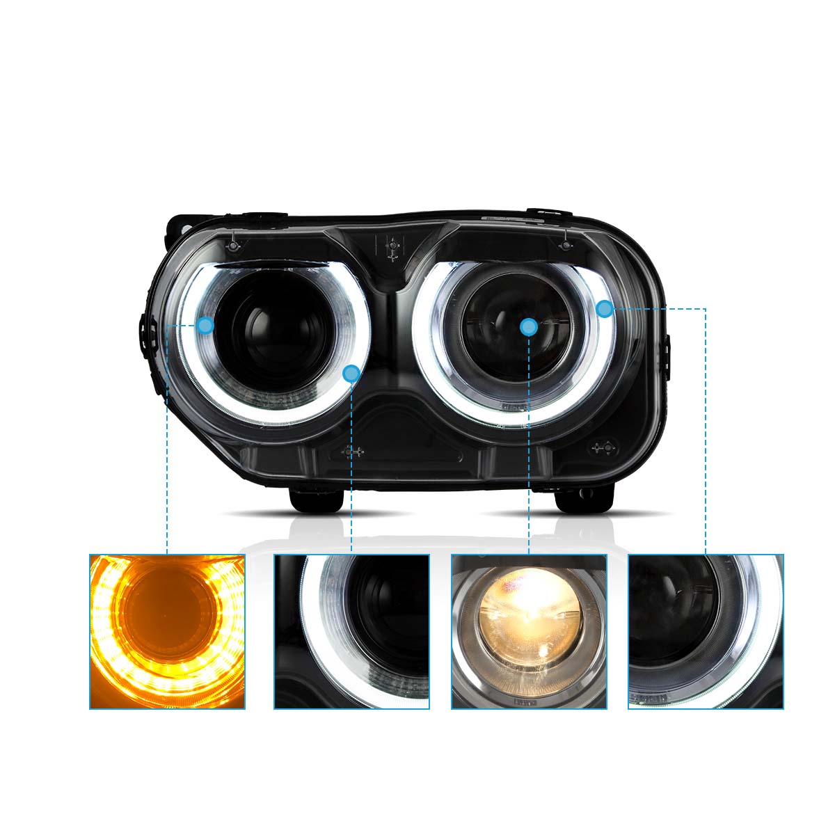 RGB DRL LED Headlights for Dodge Challenger 2015–2024