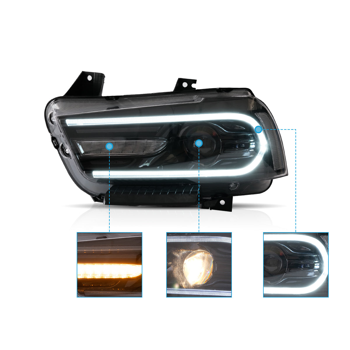 LED Headlights for Dodge Charger 2011–2014 RGB Style