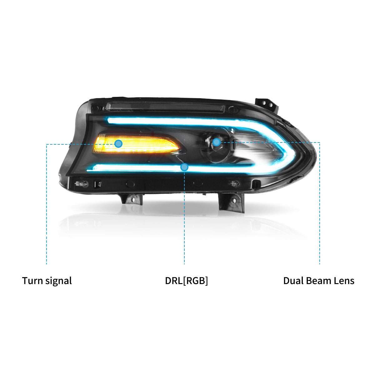 LED Headlights for Dodge Charger RGB Style 2015–2023
