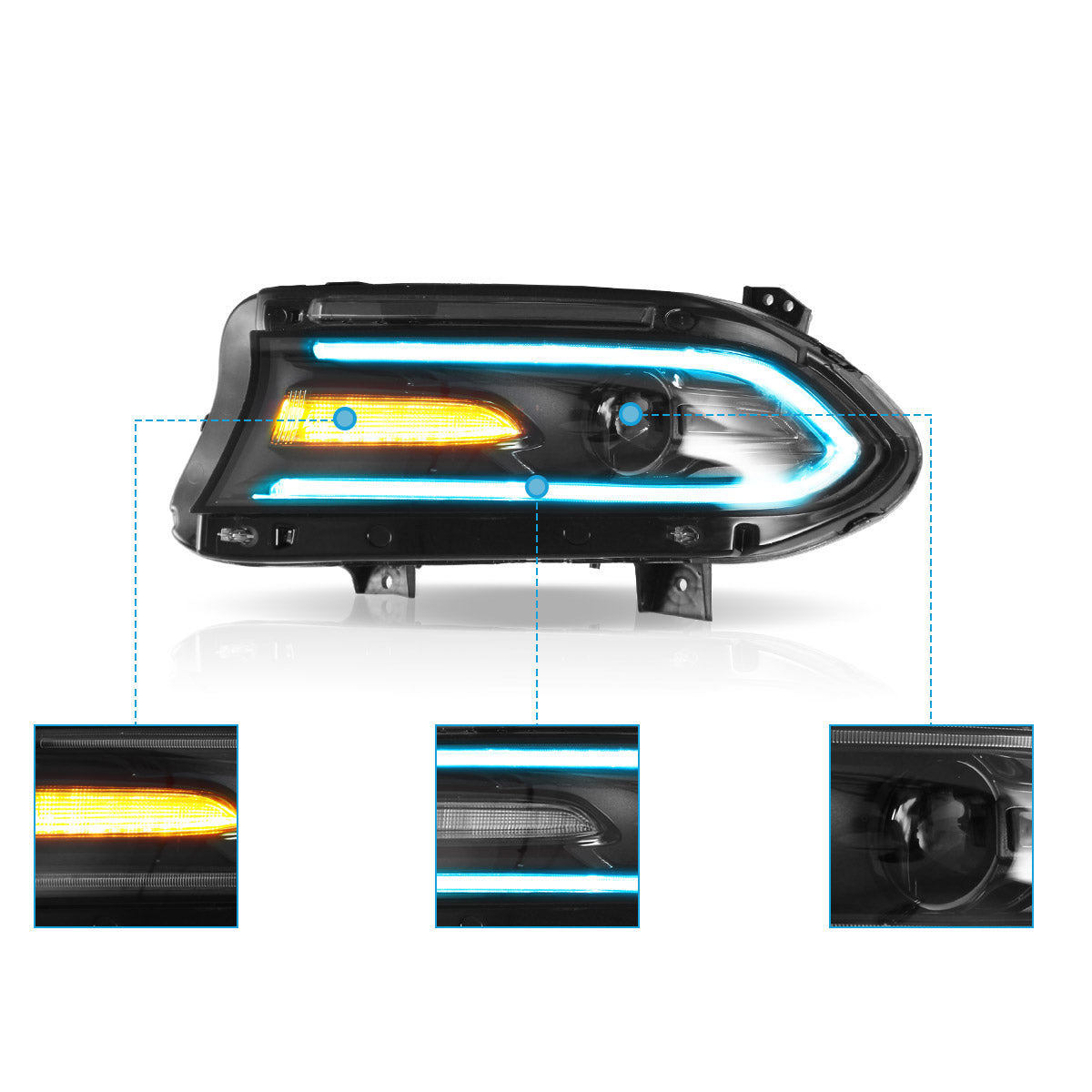 LED Headlights for Dodge Charger RGB Style 2015–2023