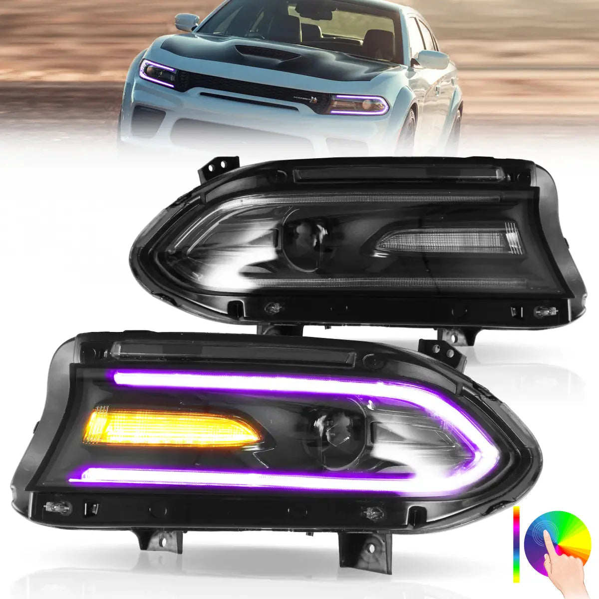 LED Headlights for Dodge Charger RGB Style 2015–2023