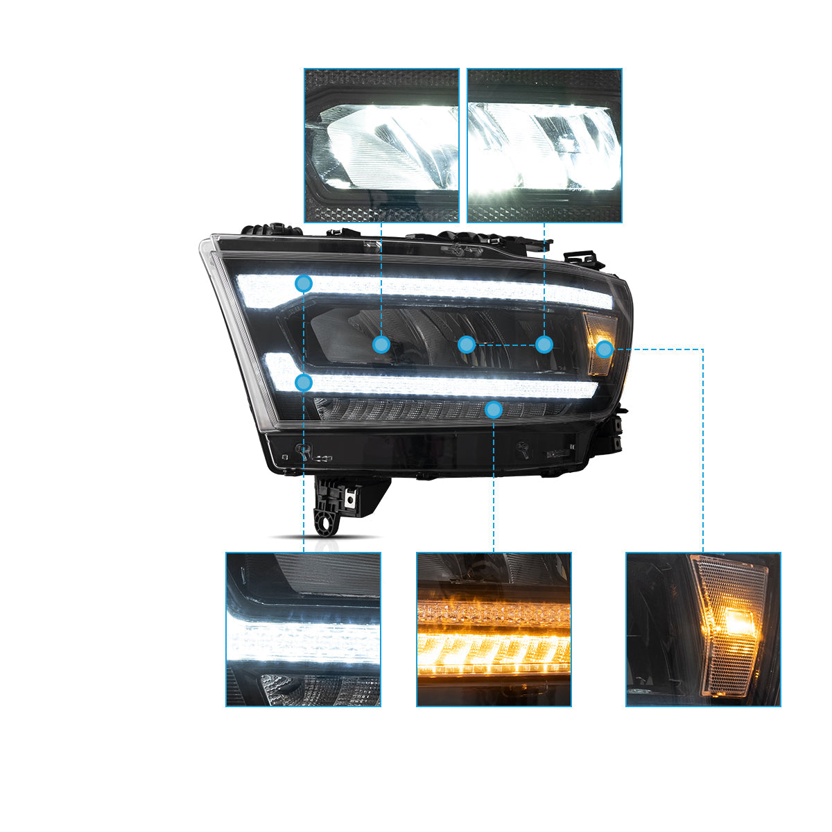 LED Headlights for Dodge RAM 1500 2019–2024
