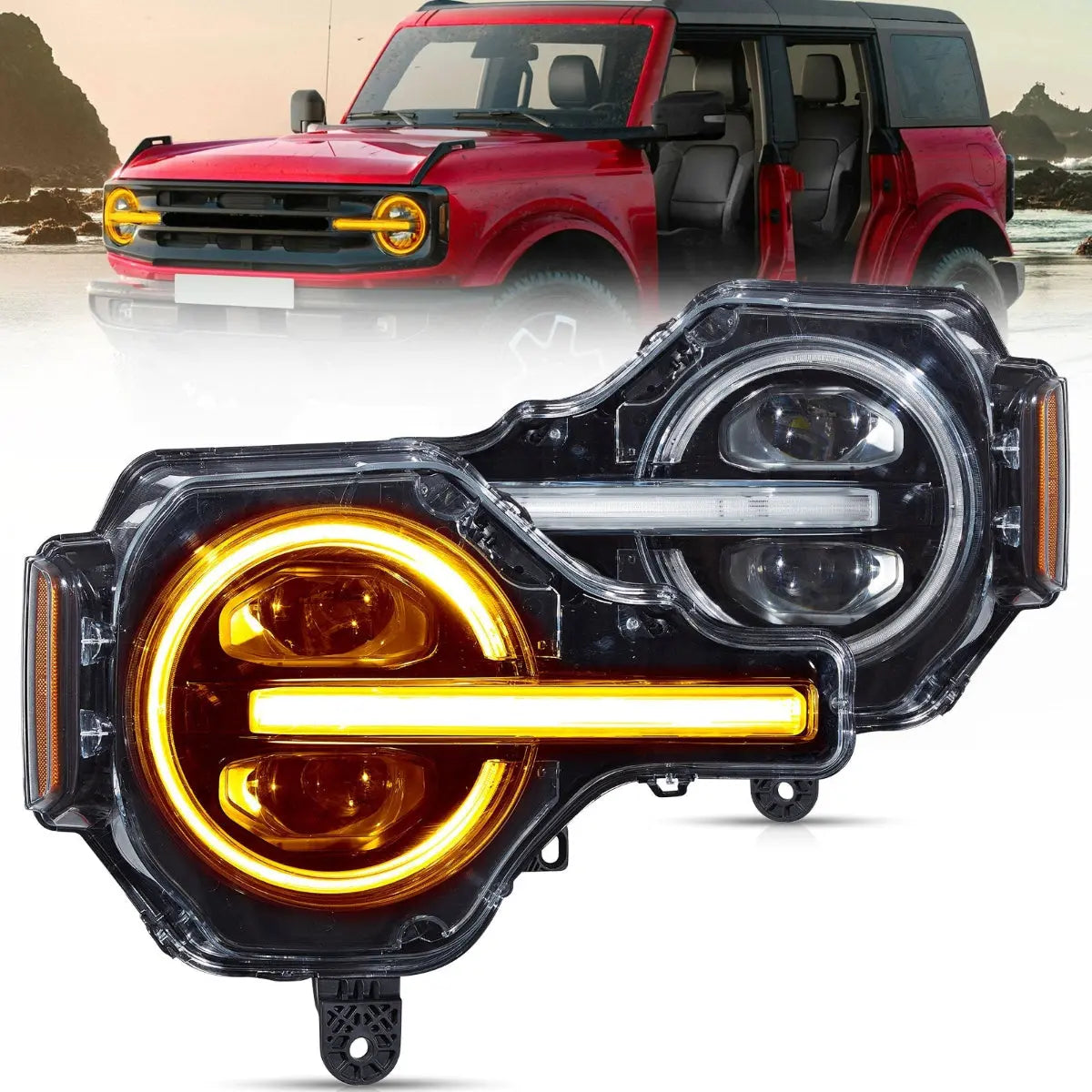 RGB LED Projector Headlights for Ford Bronco 2021–2024