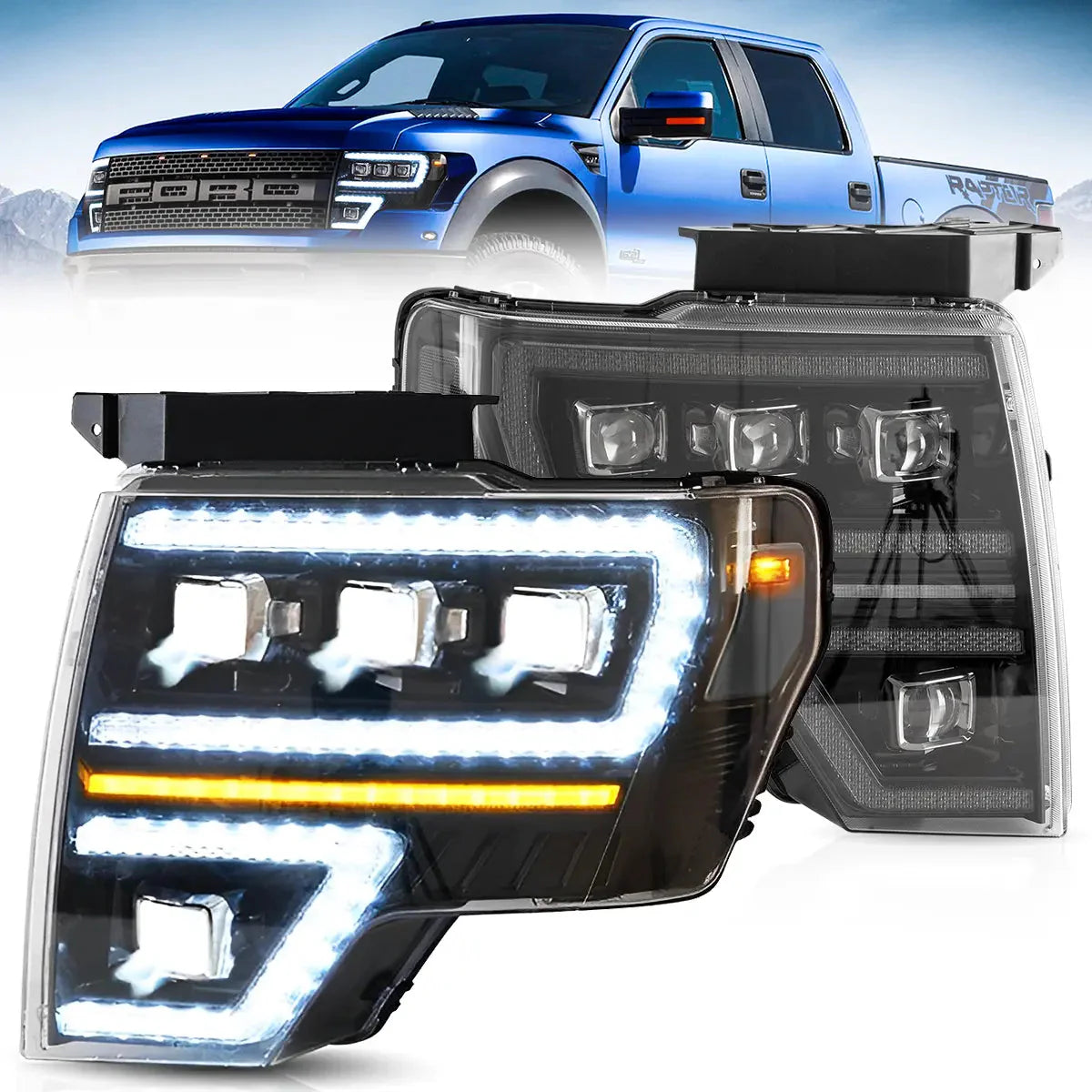 LED Matrix Projector Headlights for Ford F150 2009–2014