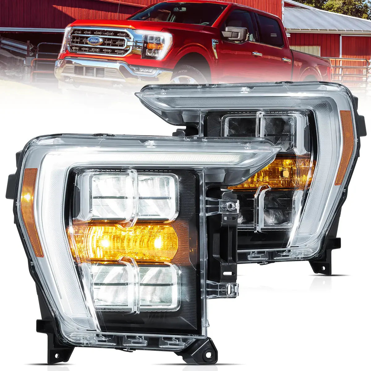 LED Reflection Bowl Headlights for 14th Gen 2021–2024 Ford F150