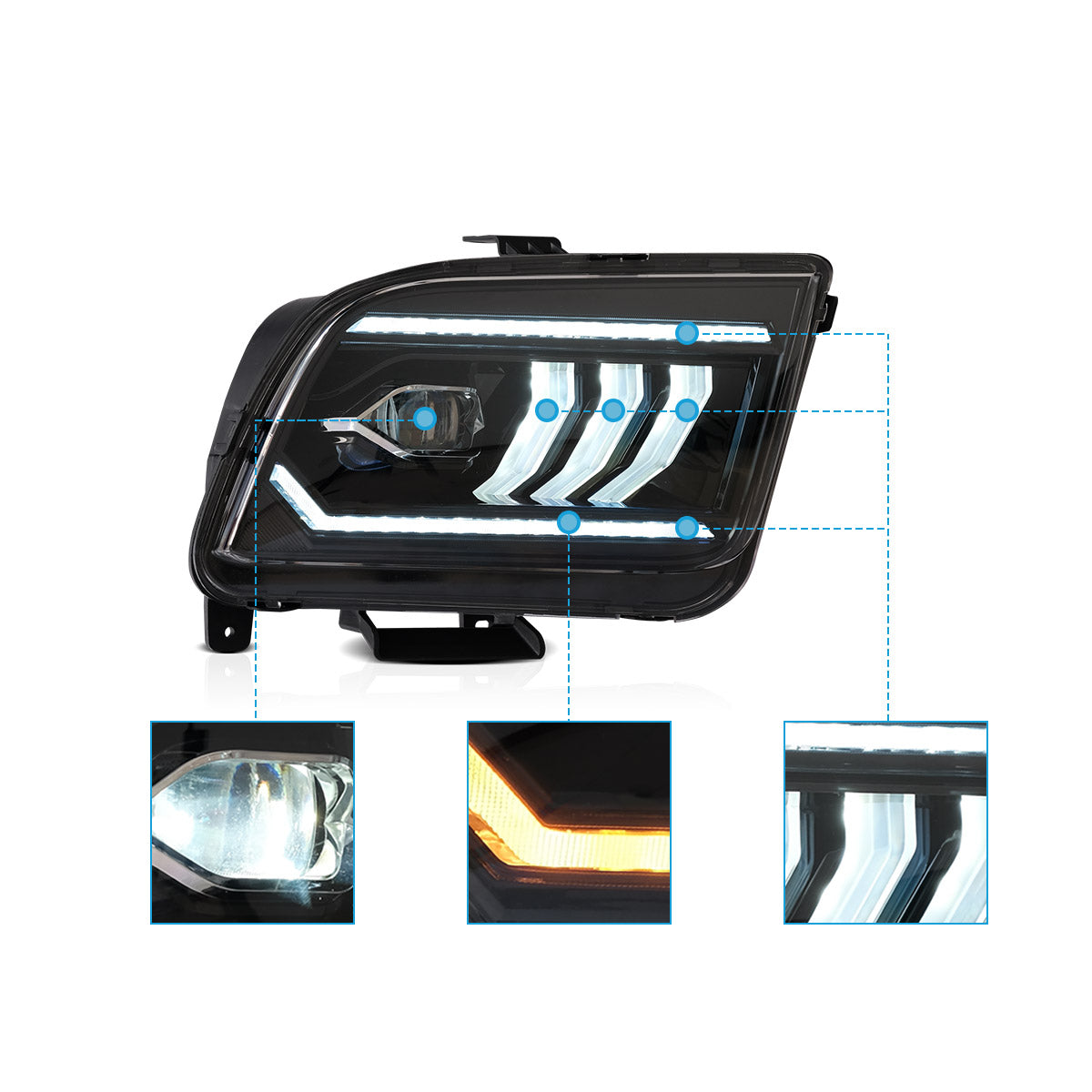 LED Headlights for Ford Mustang 5th Gen 2005–2009