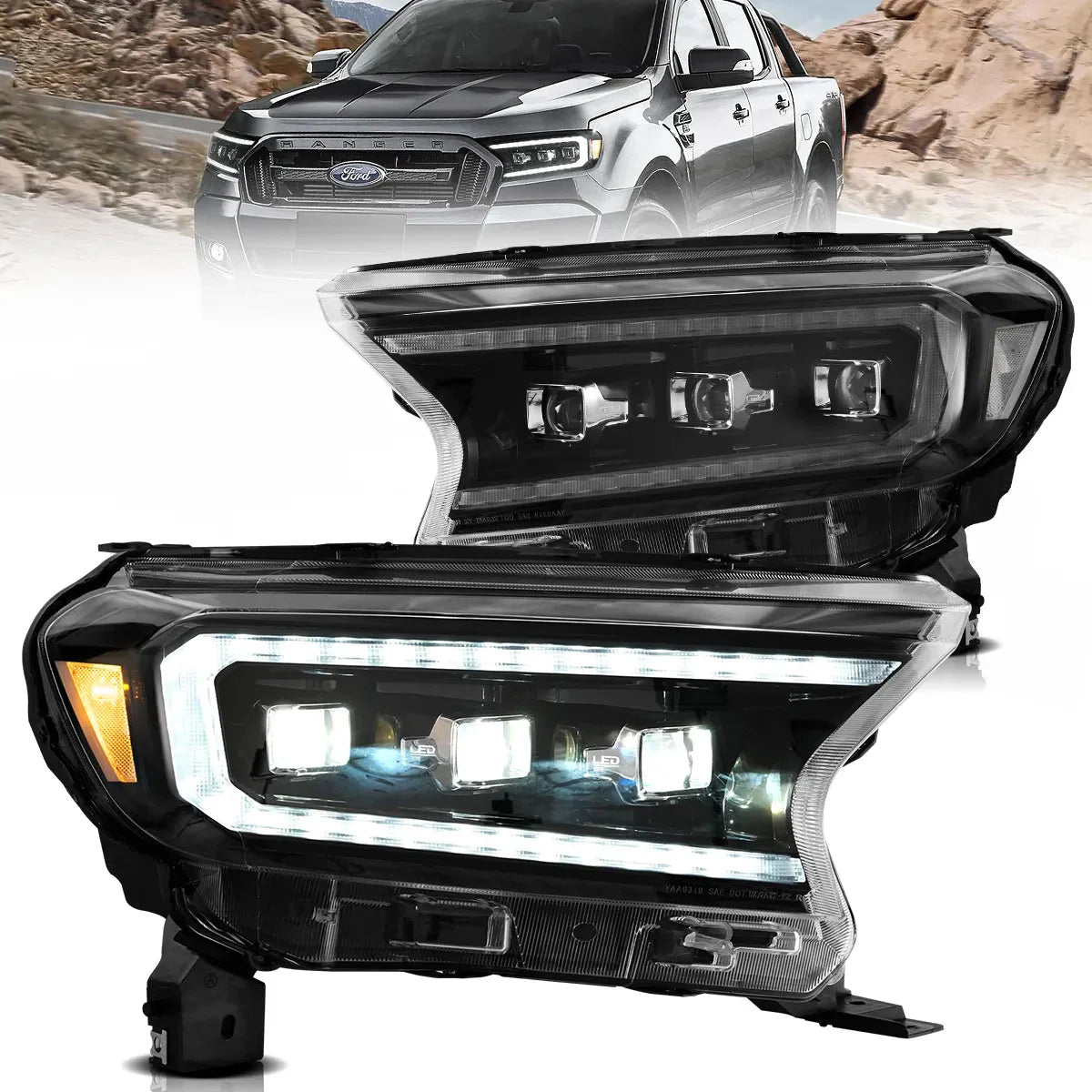 LED Matrix Headlights for Ford Ranger PX2 PX3 2016–2022