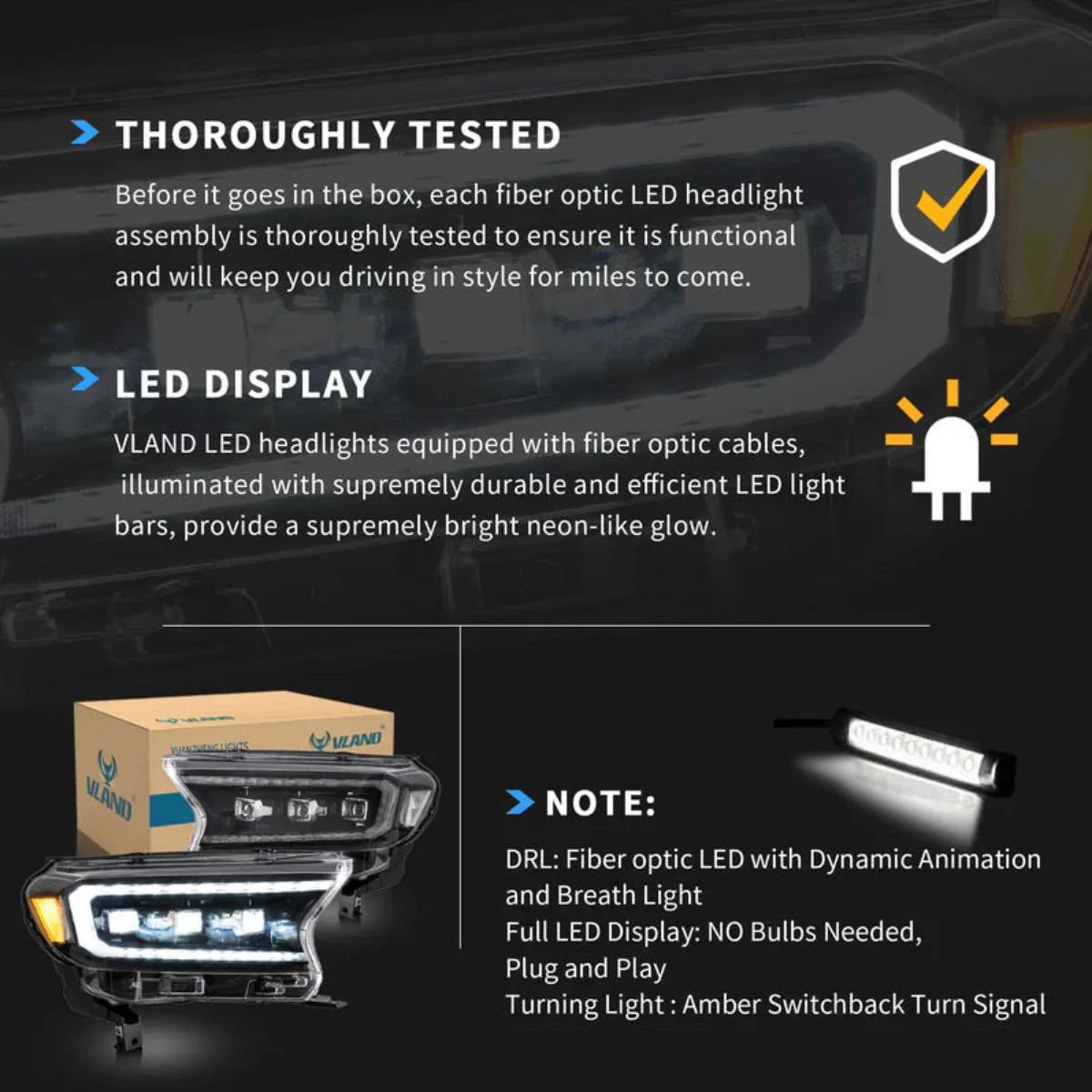 LED Matrix Headlights for Ford Ranger PX2 PX3 2016–2022