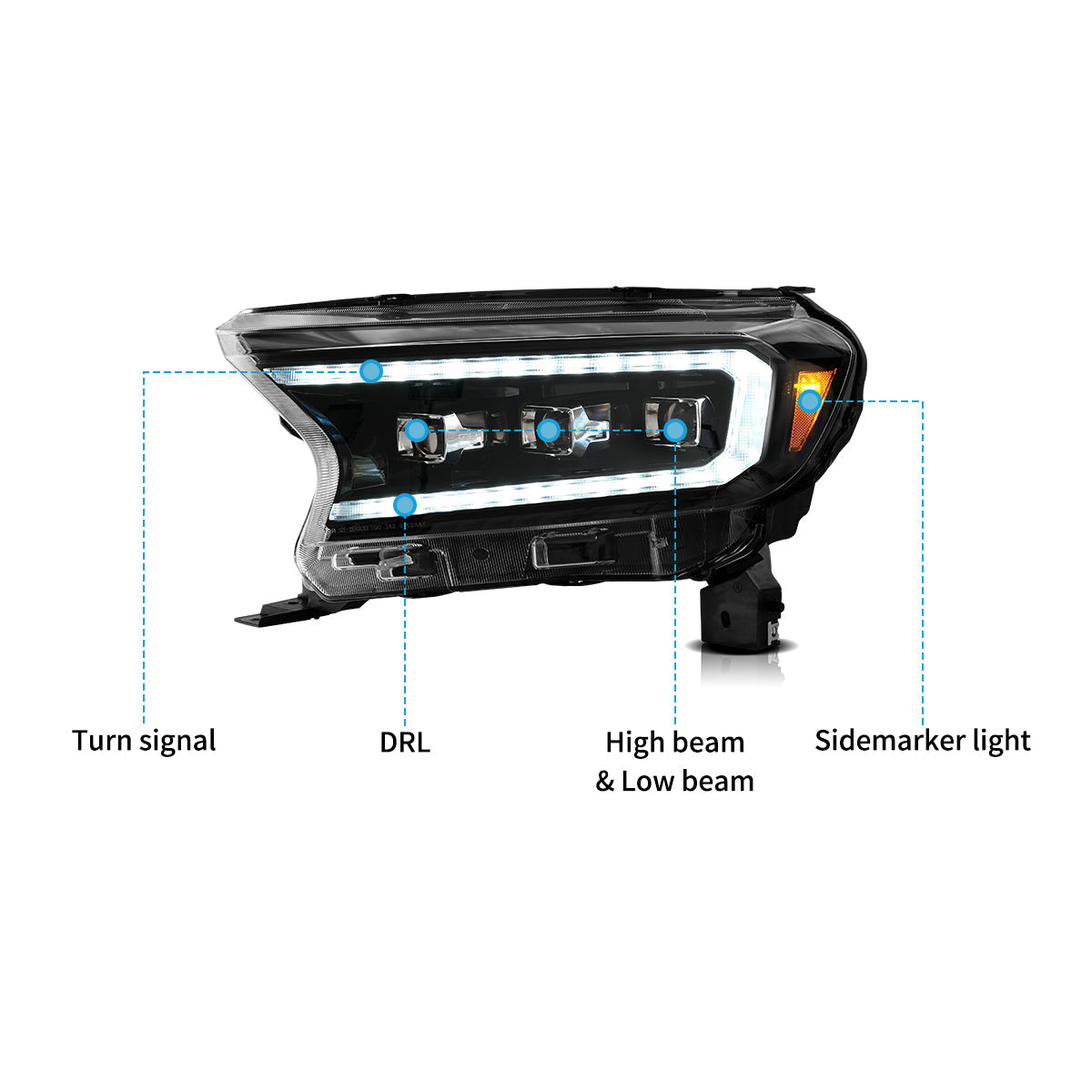 LED Matrix Headlights for Ford Ranger PX2 PX3 2016–2022