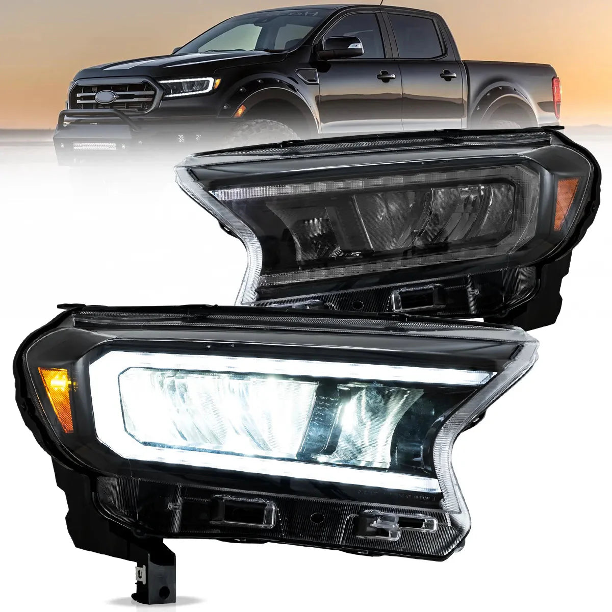 LED Reflection Bowl Headlights for PX Ford Ranger 2016–2022