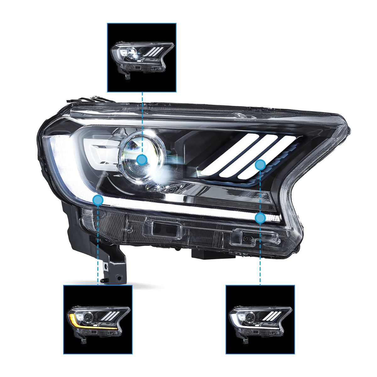 Mustang-Style Headlights for Ford Ranger PX2 PX3 2016–2022