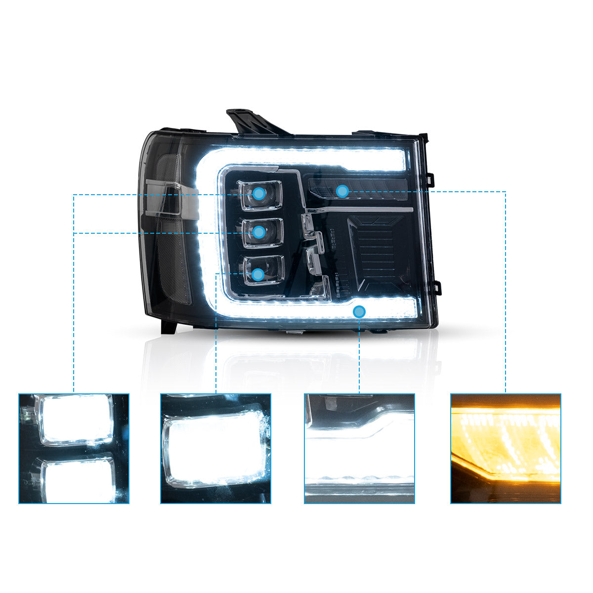 LED Headlights for GMC Sierra 1500 2500HD 3500HD 2007–2013