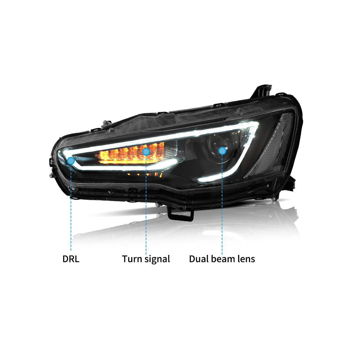 LED Headlights Audi Style for Mitsubishi Lancer & EVO X 2008–2017