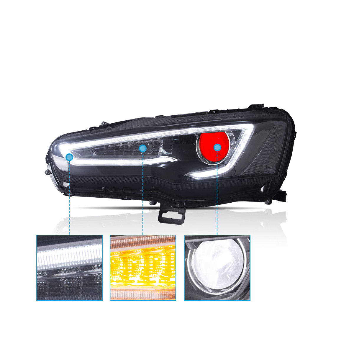 LED Headlights Audi Style for Mitsubishi Lancer & EVO X 2008–2017