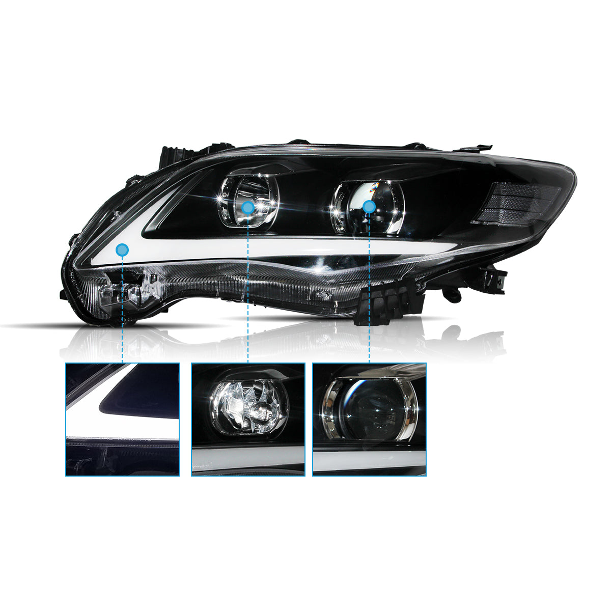 LED Headlights for Toyota Corolla(E140/E150) 2011–2013